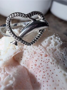 Exclusively Fancy Silver Dolphin Heart Ring
